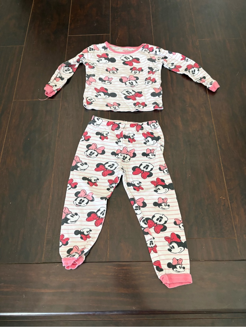 Disney Minnie Mouse Girls 4T Pajama Set Long Sleeve 100% Cotton